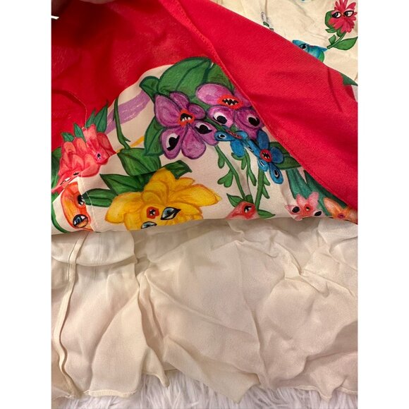 Gucci Children’s Flower Faces Border Short Sleeve Dress In White-Camel Size12 - Picture 5 of 10